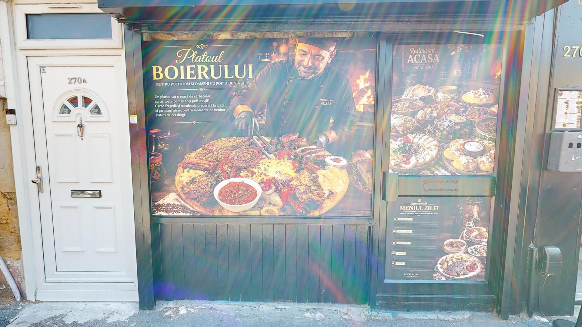 Restaurant Acasă entrance and window display on High Road, Leytonstone